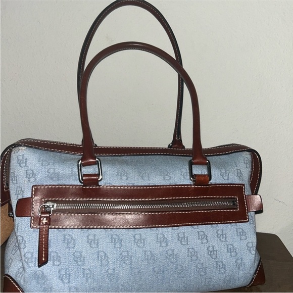 Dooney & Bourke
Denim Canvas Satchel Leather Trim  Double Pocket - Picture 6 of 11